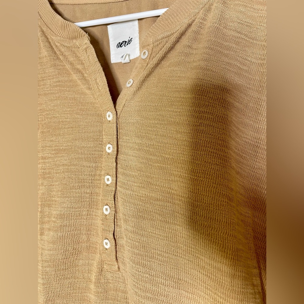 Aerie medium weight sweater cute sleeves button down Henley size L **FINAL PRICE - Picture 2 of 7